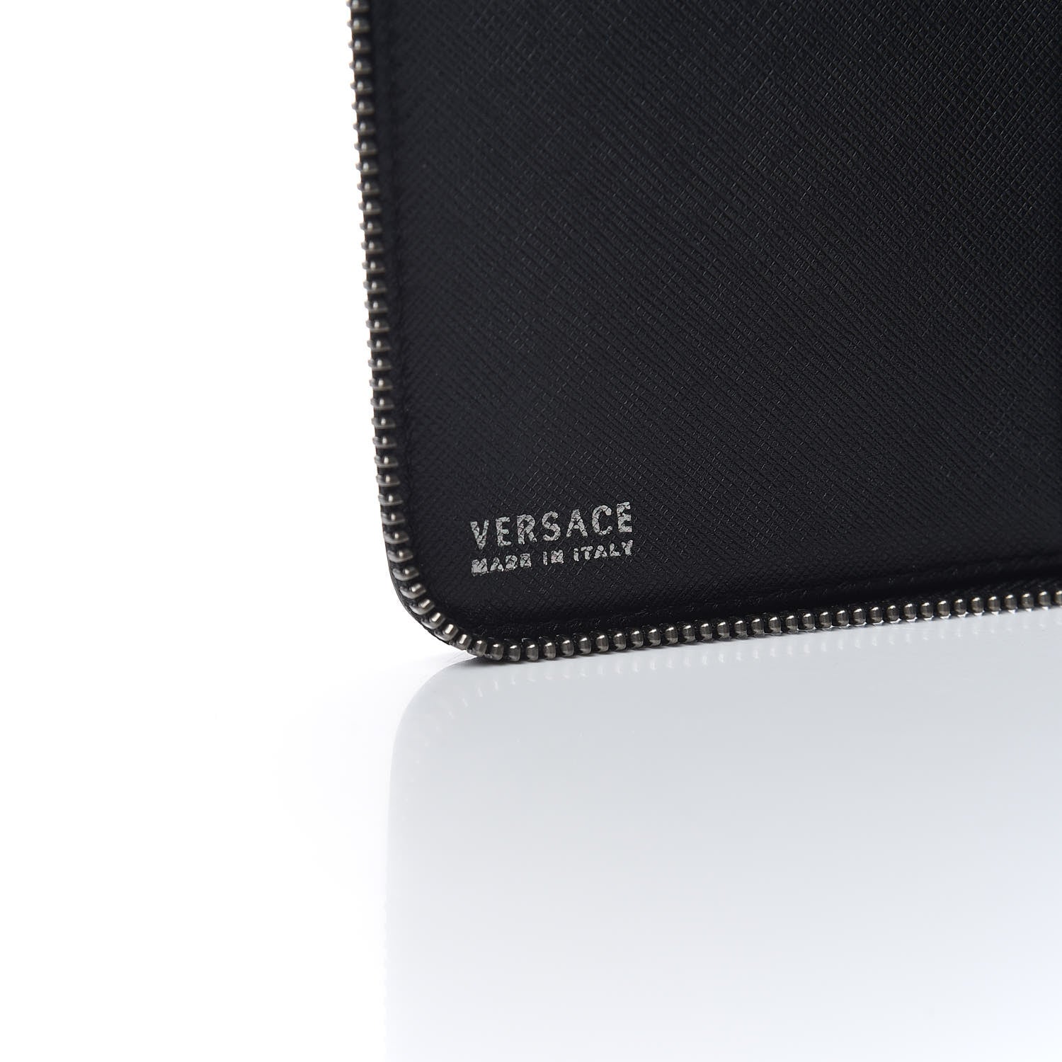 Versace Saffiano Calfskin Zip Around Organizer Wallet Black 6 of 6