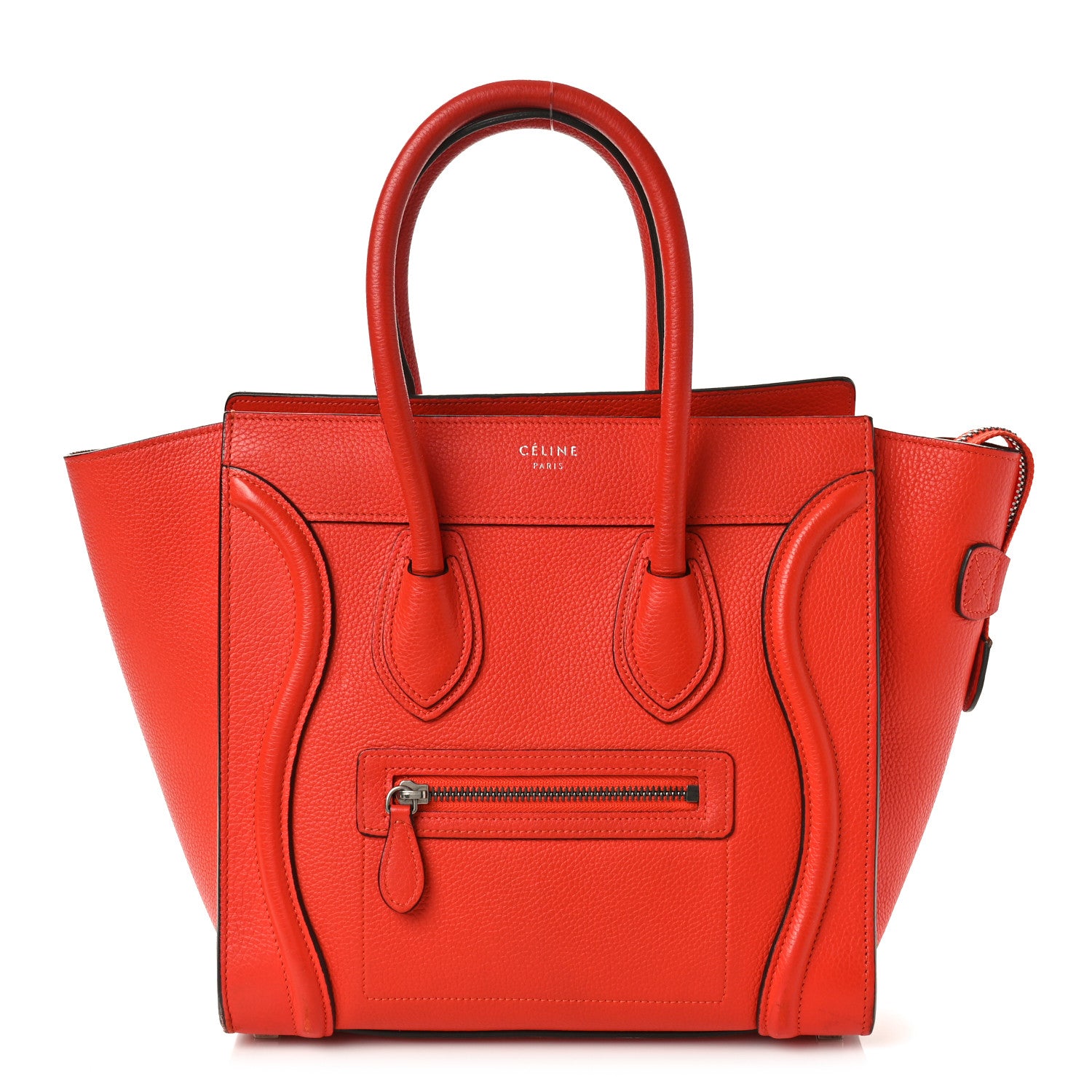 Celine Drummed Calfskin Micro Luggage Vermillion 1 of 11