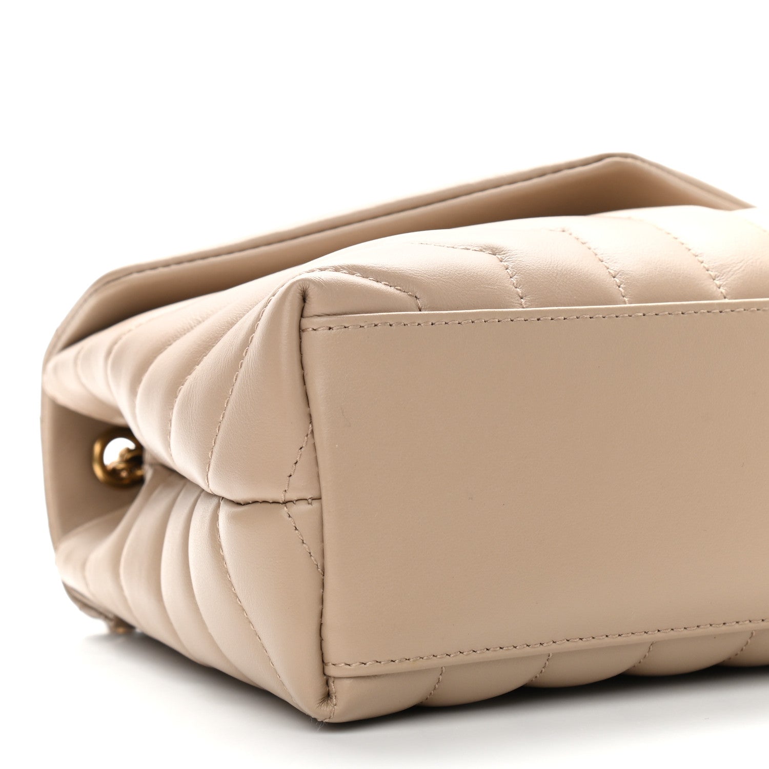 Saint Laurent Calfskin Y Quilted Monogram Small Loulou Chain Satchel Dark Beige 9 of 10