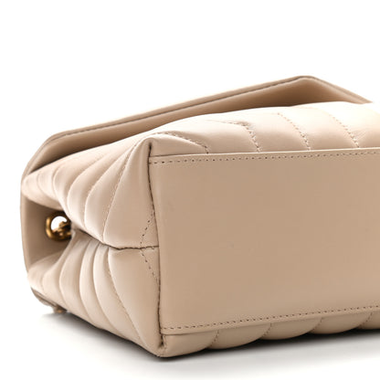 Saint Laurent Calfskin Y Quilted Monogram Small Loulou Chain Satchel Dark Beige 9 of 10