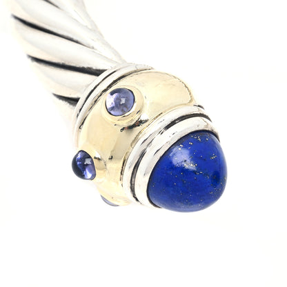 David Yurman Sterling Silver 14K Yellow Gold Lapis Lazuli Iolite 10mm Cable Renaissance Bracelet 4 of 5
