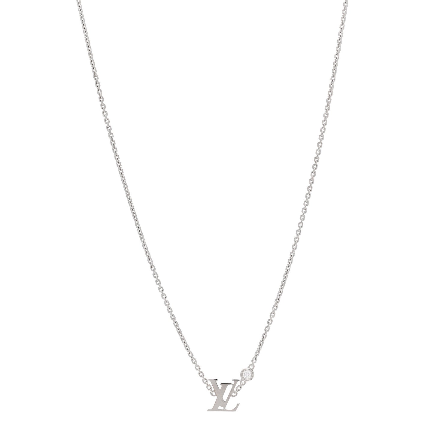 18K White Gold Diamond Idylle Blossom LV Pendant Necklace