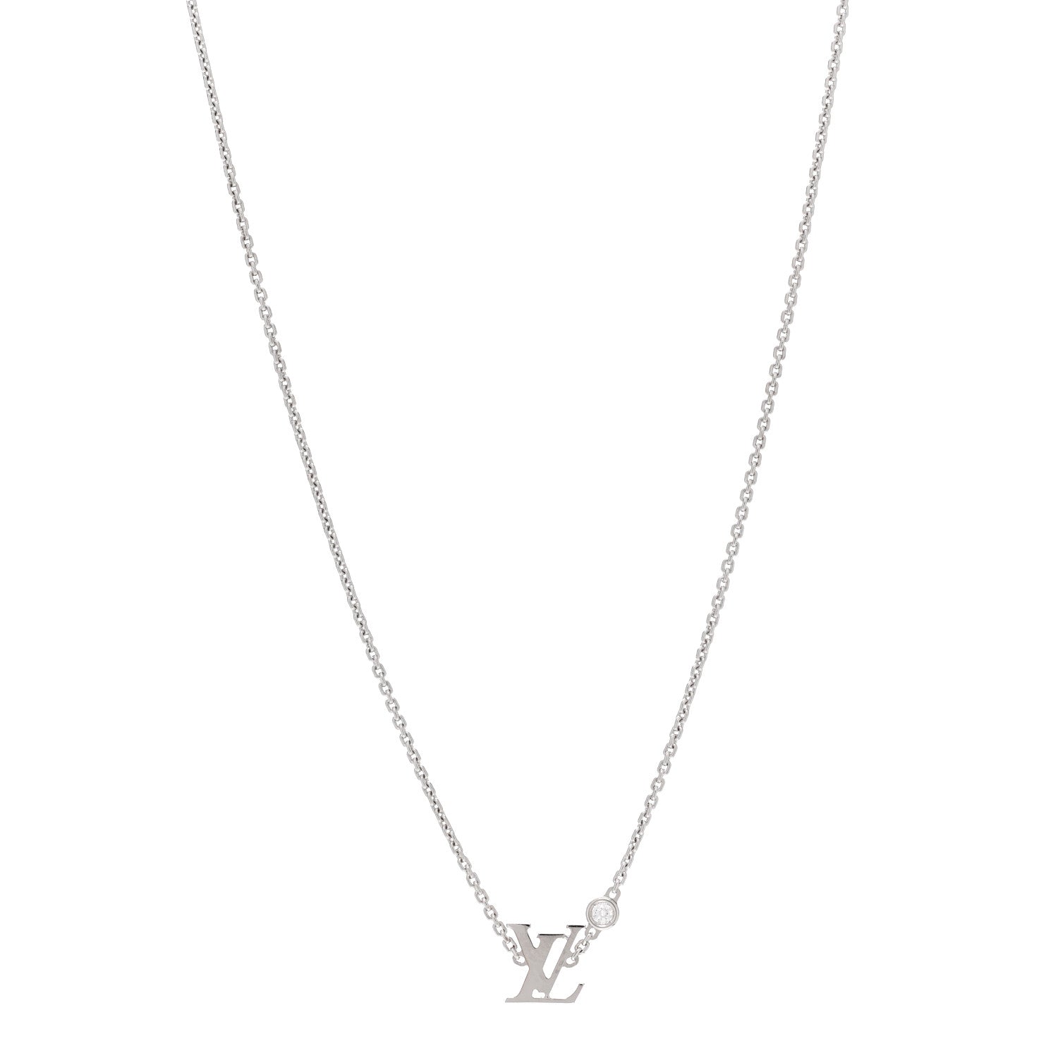 Louis Vuitton 18K White Gold Diamond Idylle Blossom LV Pendant Necklace 1 of 6