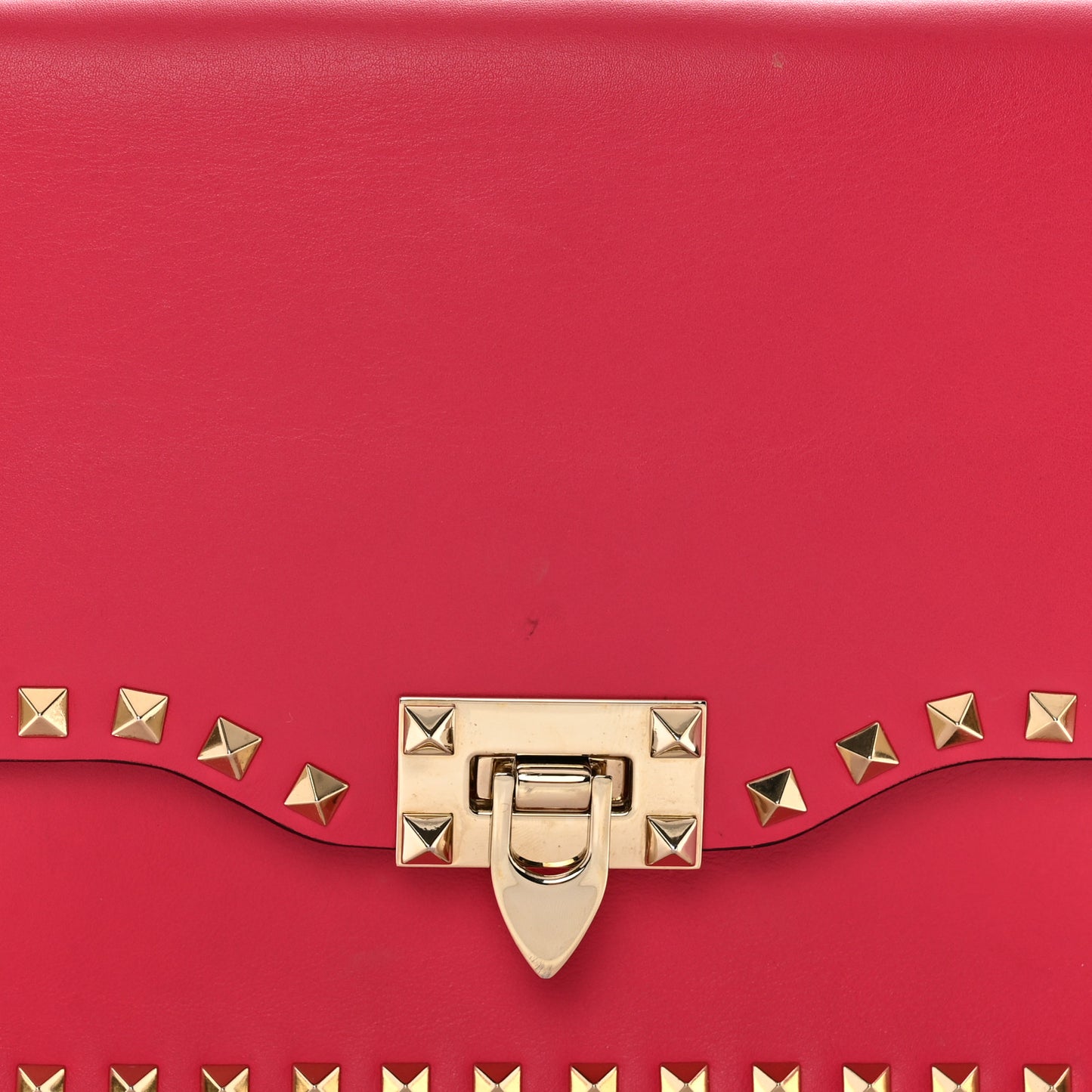 Vitello Rockstud Flip Lock Wristlet Clutch Deep Fuxia