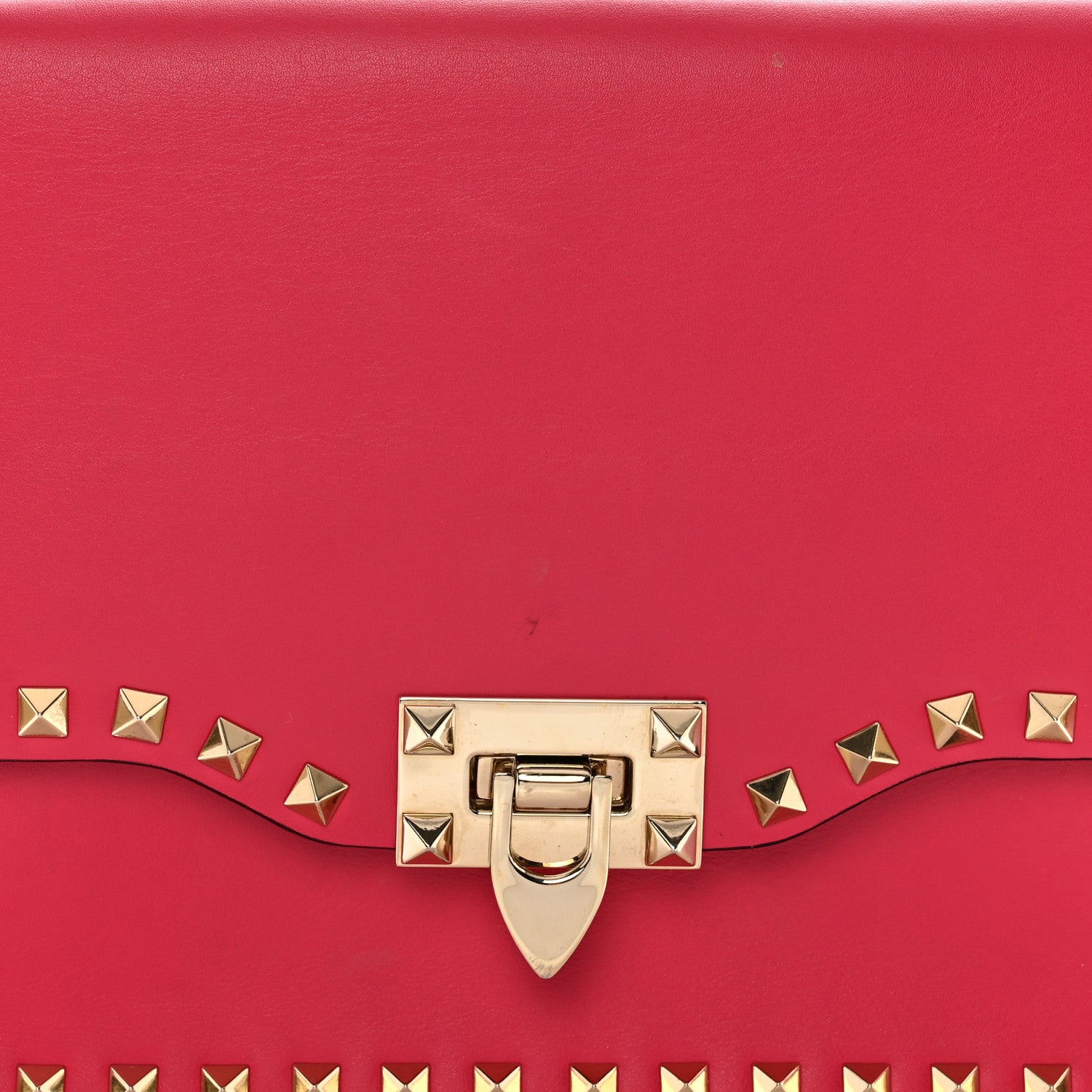 Valentino Garavani Vitello Rockstud Flip Lock Wristlet Clutch Deep Fuxia 8 of 11