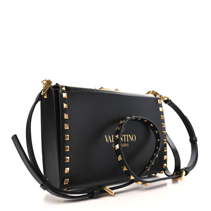 Valentino Garavani Grainy Calfskin Rockstud Alcove Clutch Black 3 of 8