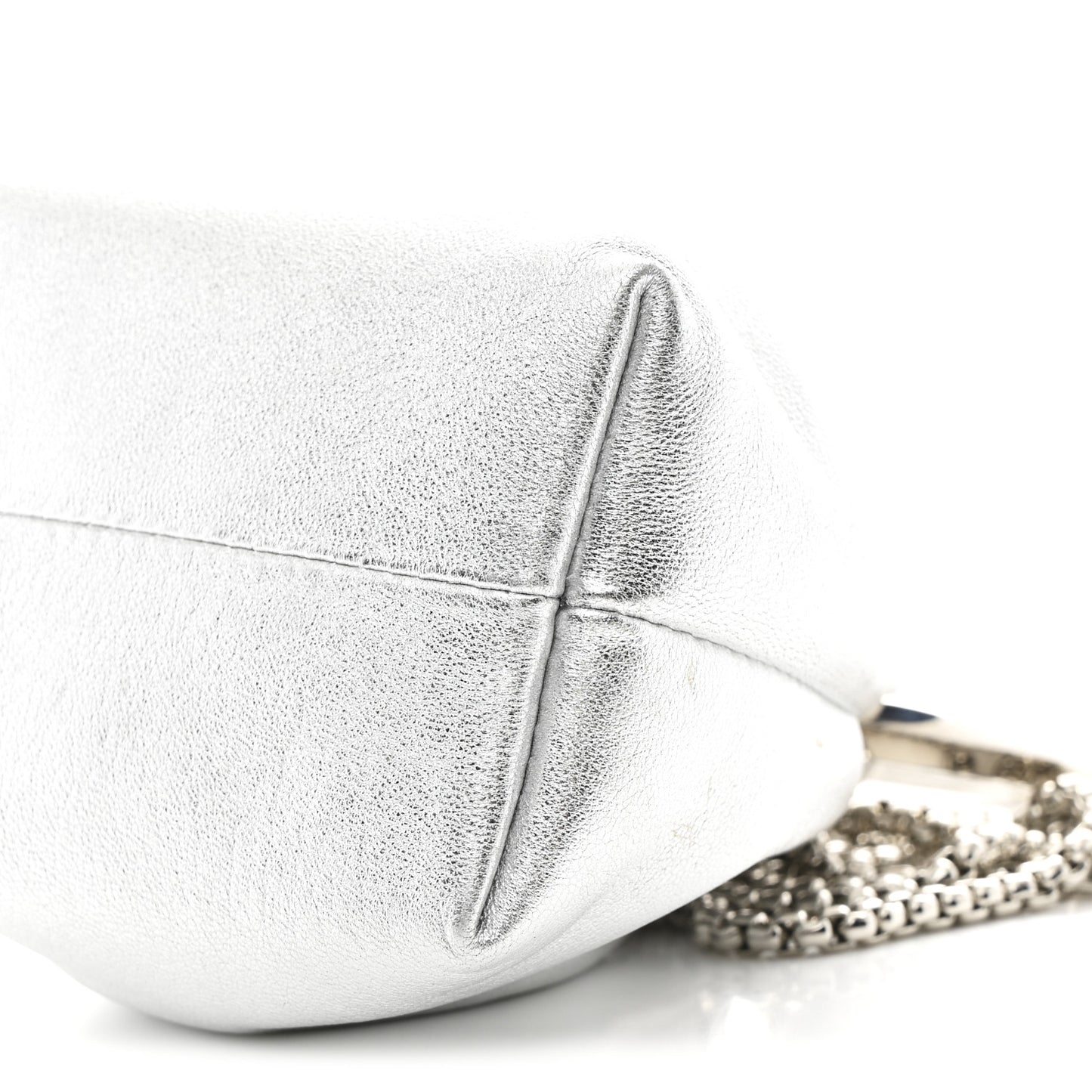 Metallic Nappa Micro Bon Bon Bag Silver