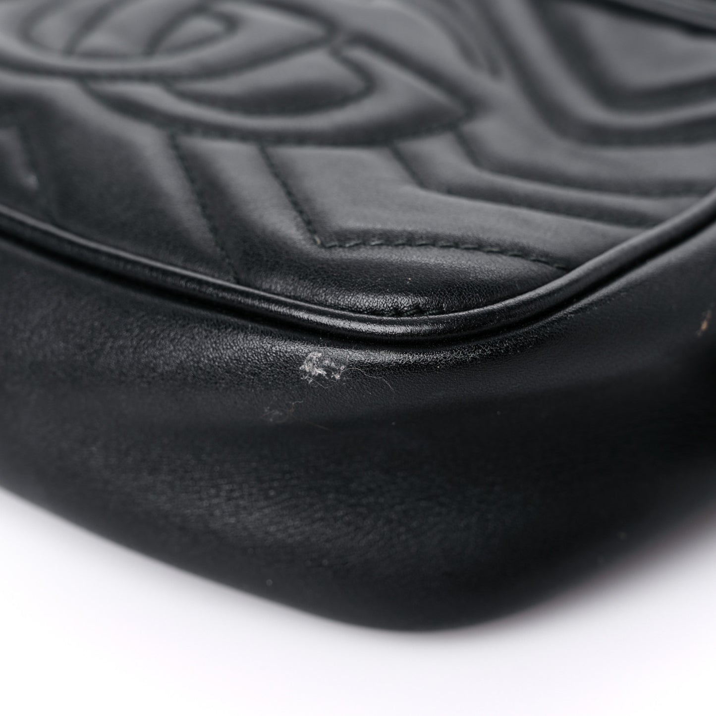Calfskin Matelasse Mini GG Marmont Chain Shoulder Bag Black