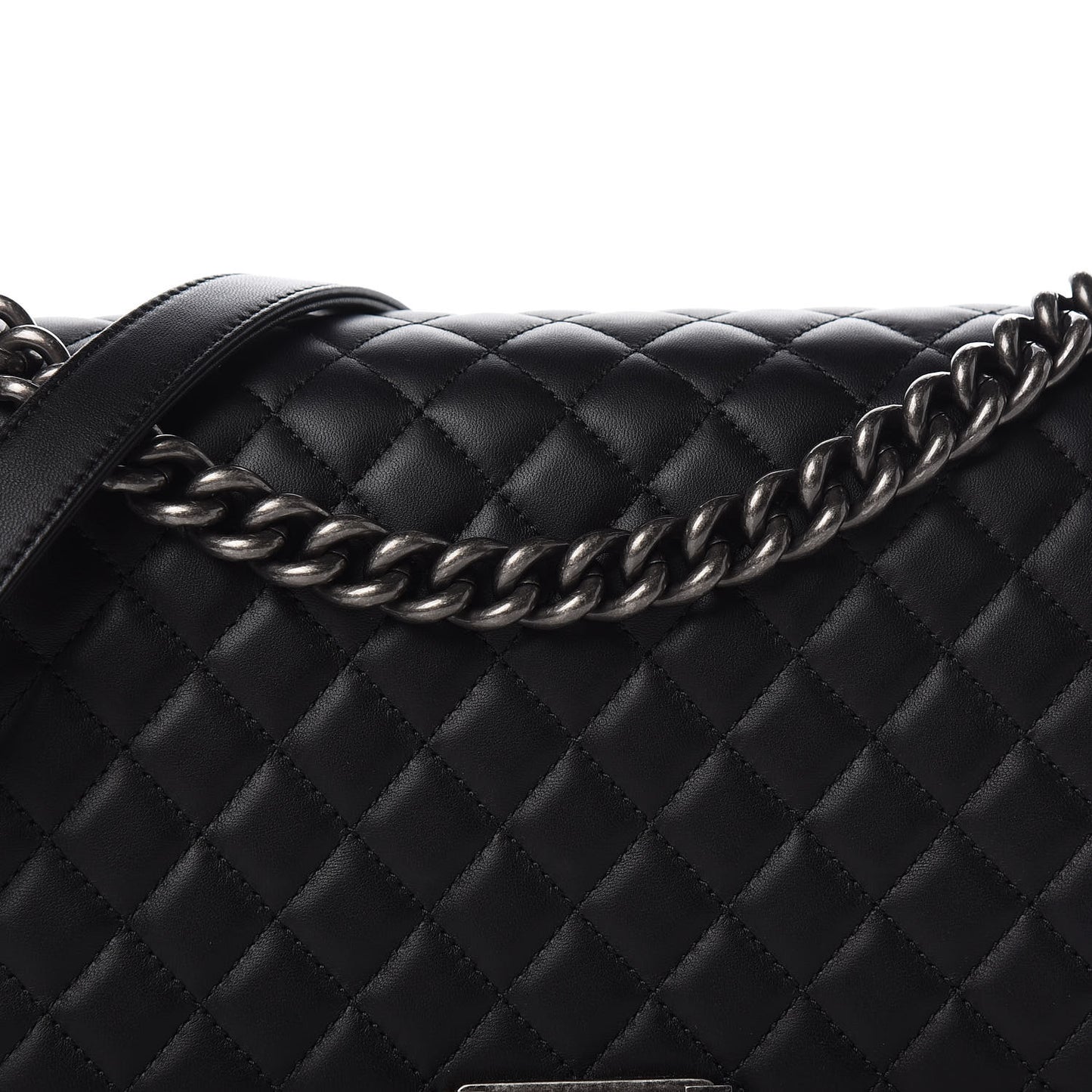 Lambskin Quilted New Medium Boy Flap Black