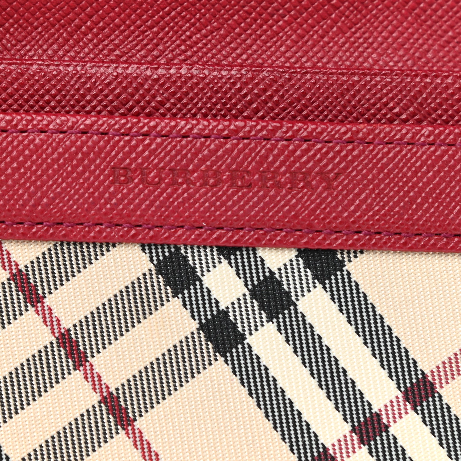 Burberry Calfskin Nova Check Flap Wallet Red 6 of 7
