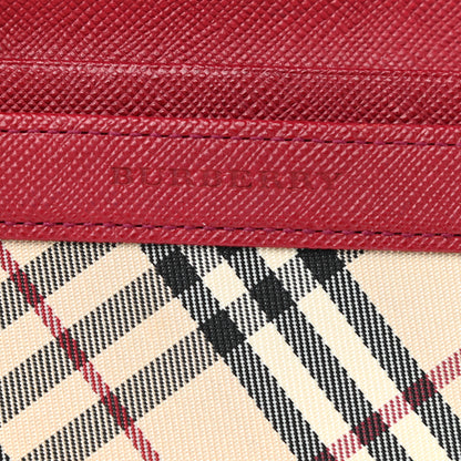 Burberry Calfskin Nova Check Flap Wallet Red 6 of 7