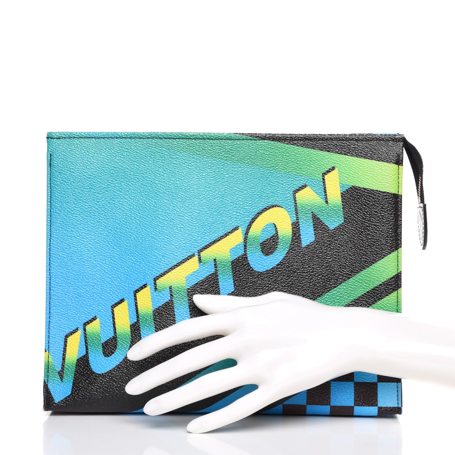 Louis Vuitton Damier Race Toiletry Pouch 26 Blue Vert 2 of 7