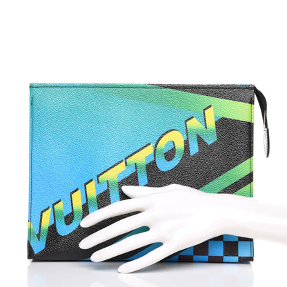 Louis Vuitton Damier Race Toiletry Pouch 26 Blue Vert 2 of 7