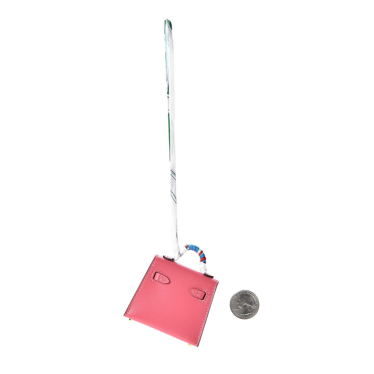 Tadelakt Mini Kelly Twilly Bag Charm Rose Lipstick