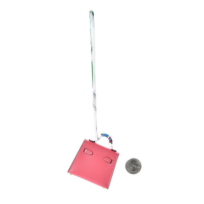 Hermes Tadelakt Mini Kelly Twilly Bag Charm Rose Lipstick 2 of 5