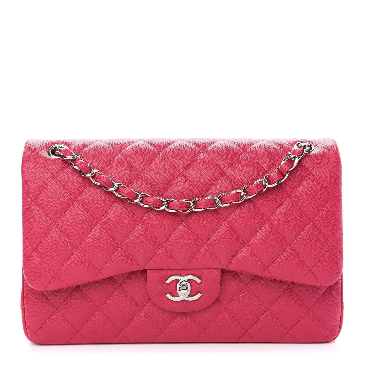 Caviar Quilted Jumbo Double Flap Dark Pink