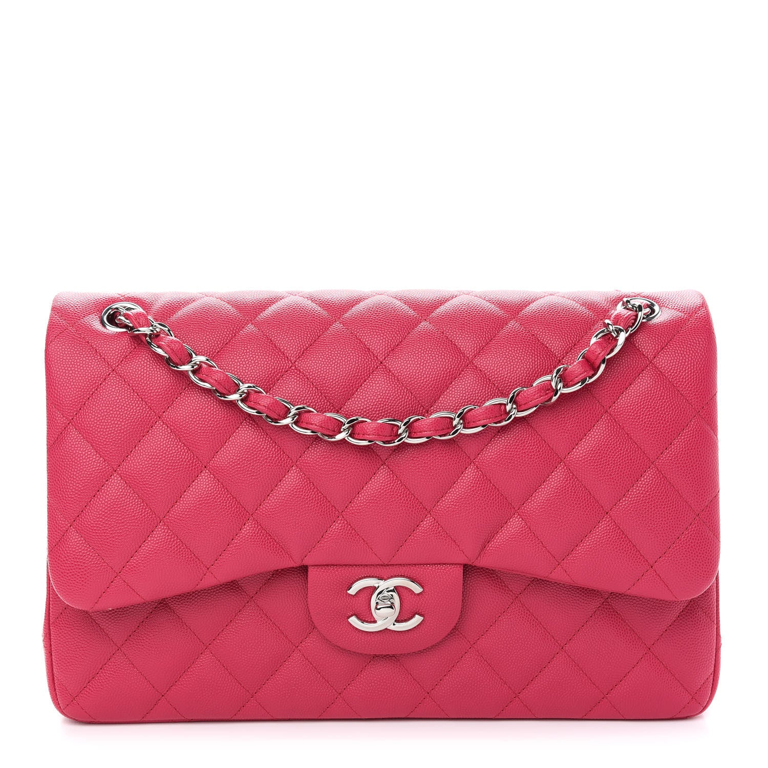 Chanel Caviar Quilted Jumbo Double Flap Dark Pink 1 of 9