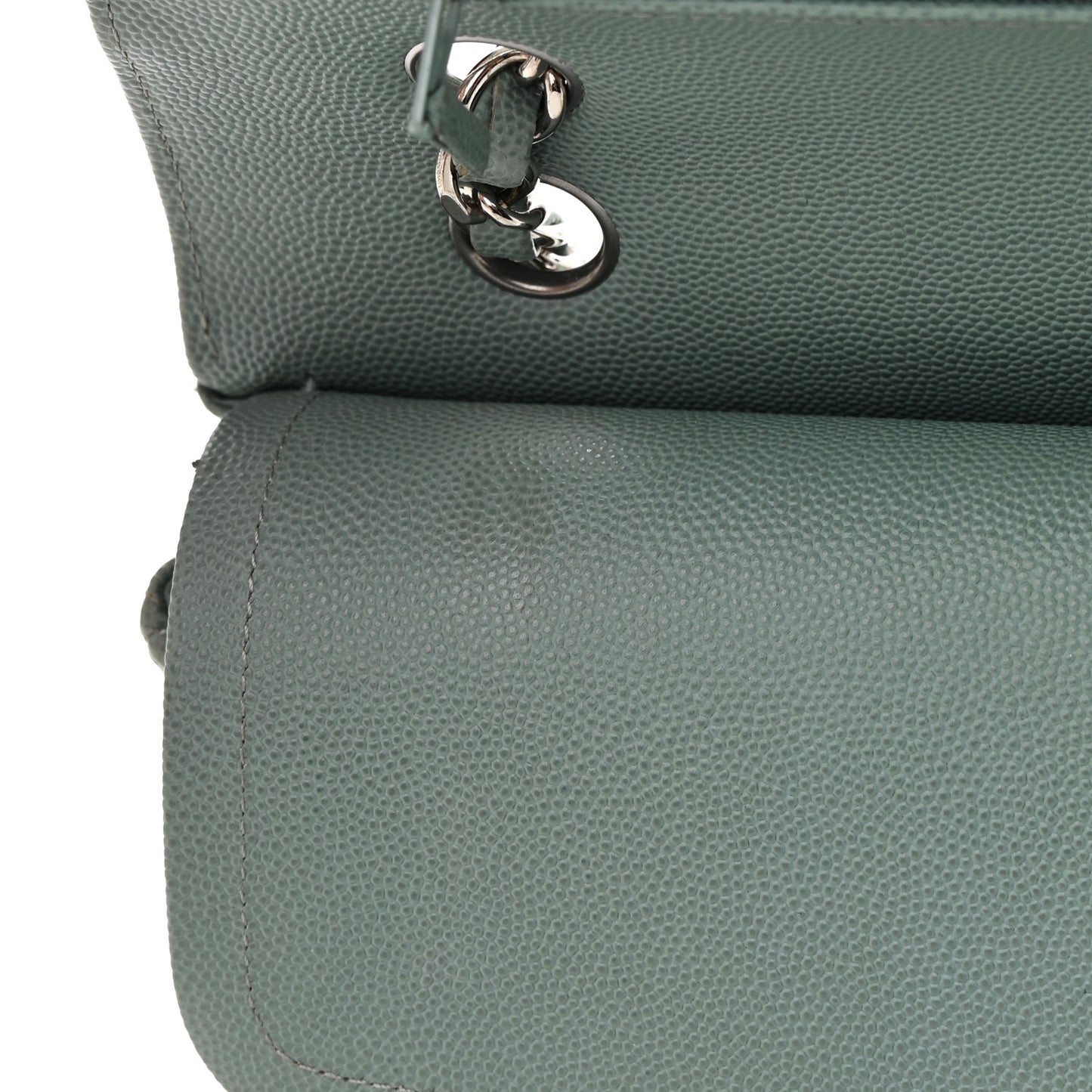 Caviar Quilted Medium Double Flap Light Blue