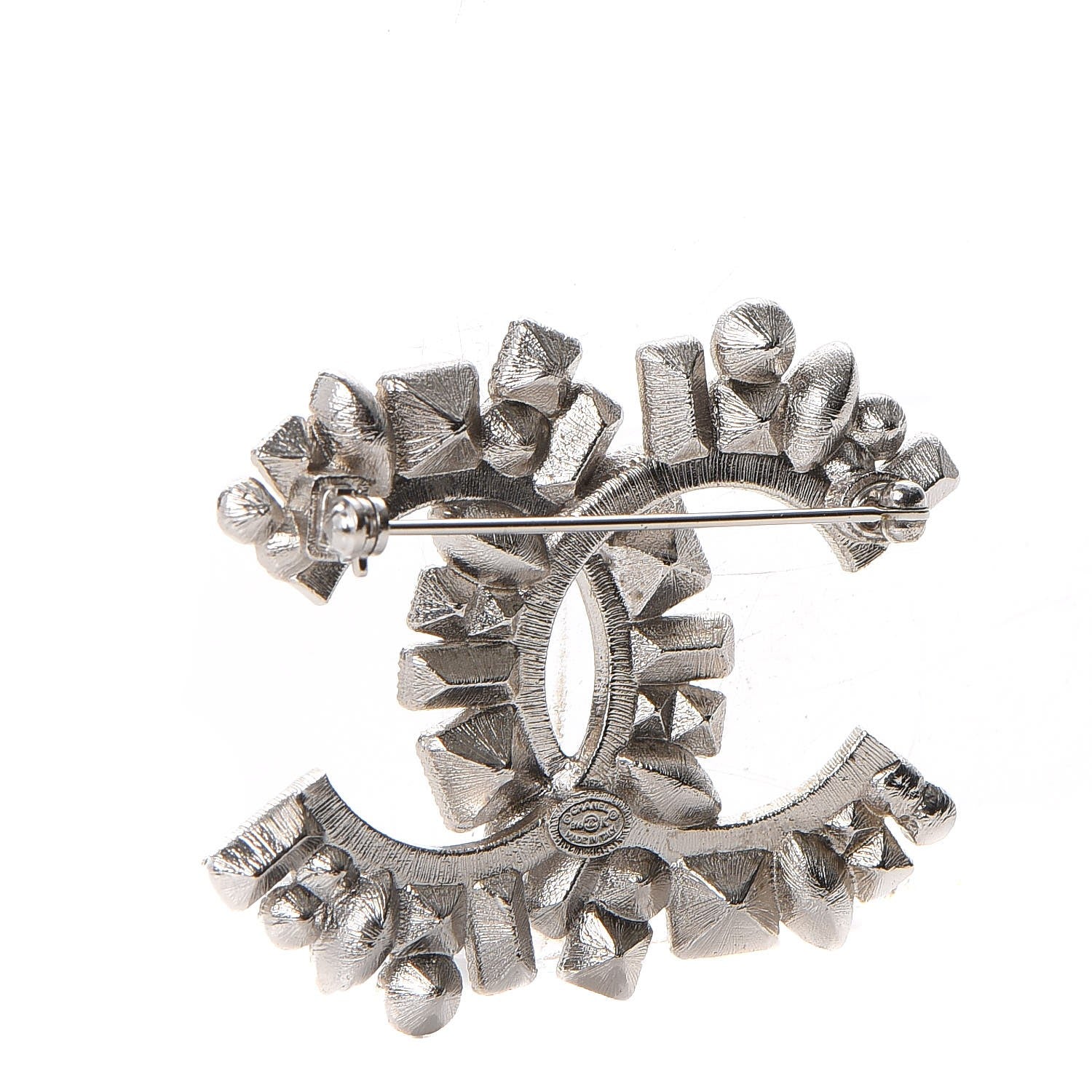 Chanel Baguette Crystal CC Brooch Black Silver 3 of 5