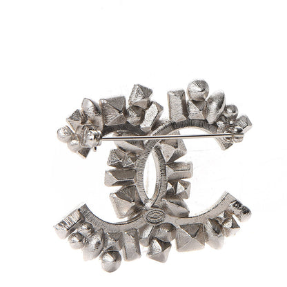 Chanel Baguette Crystal CC Brooch Black Silver 3 of 5