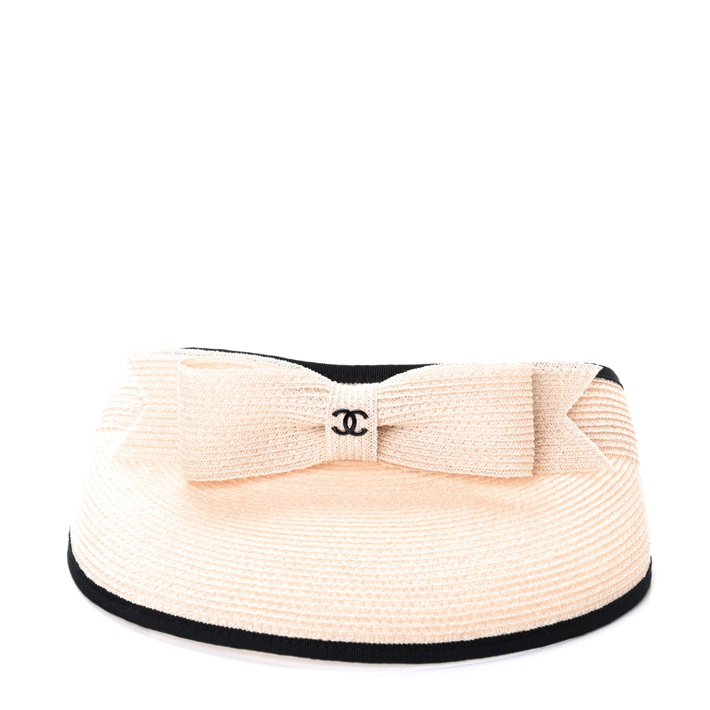 Straw Grosgrain Visor M Beige Black
