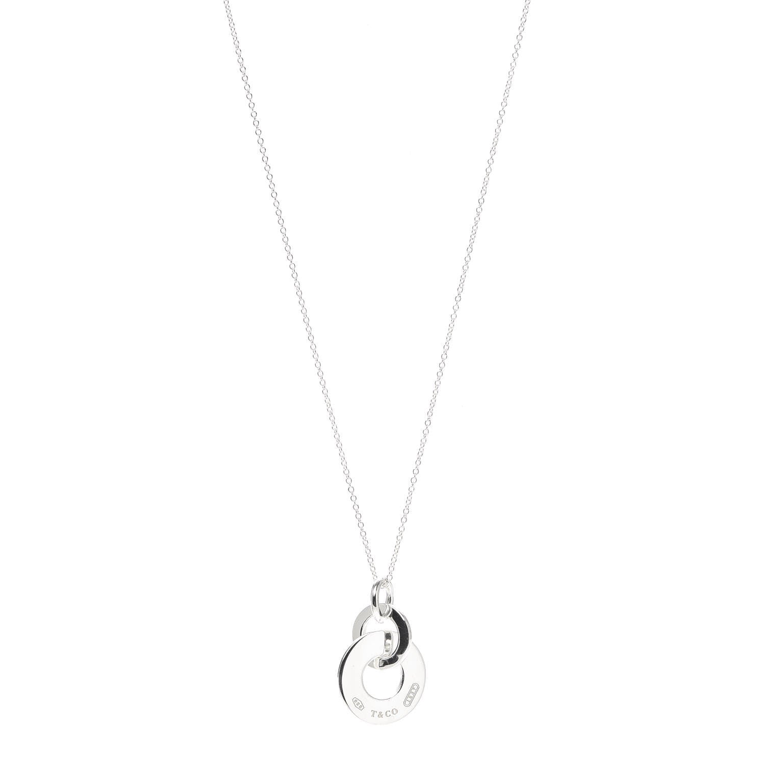 Tiffany Sterling Silver 1837 Double Interlocking Drop Pendant Necklace 1 of 4