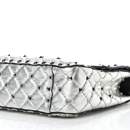Valentino Garavani Metallic Nappa Medium Rockstud Spike Shoulder Bag Silver 7 of 9