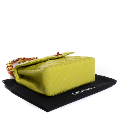 Chanel Lambskin Tortoise Chain Mini Square Flap Chartreuse 4 of 10