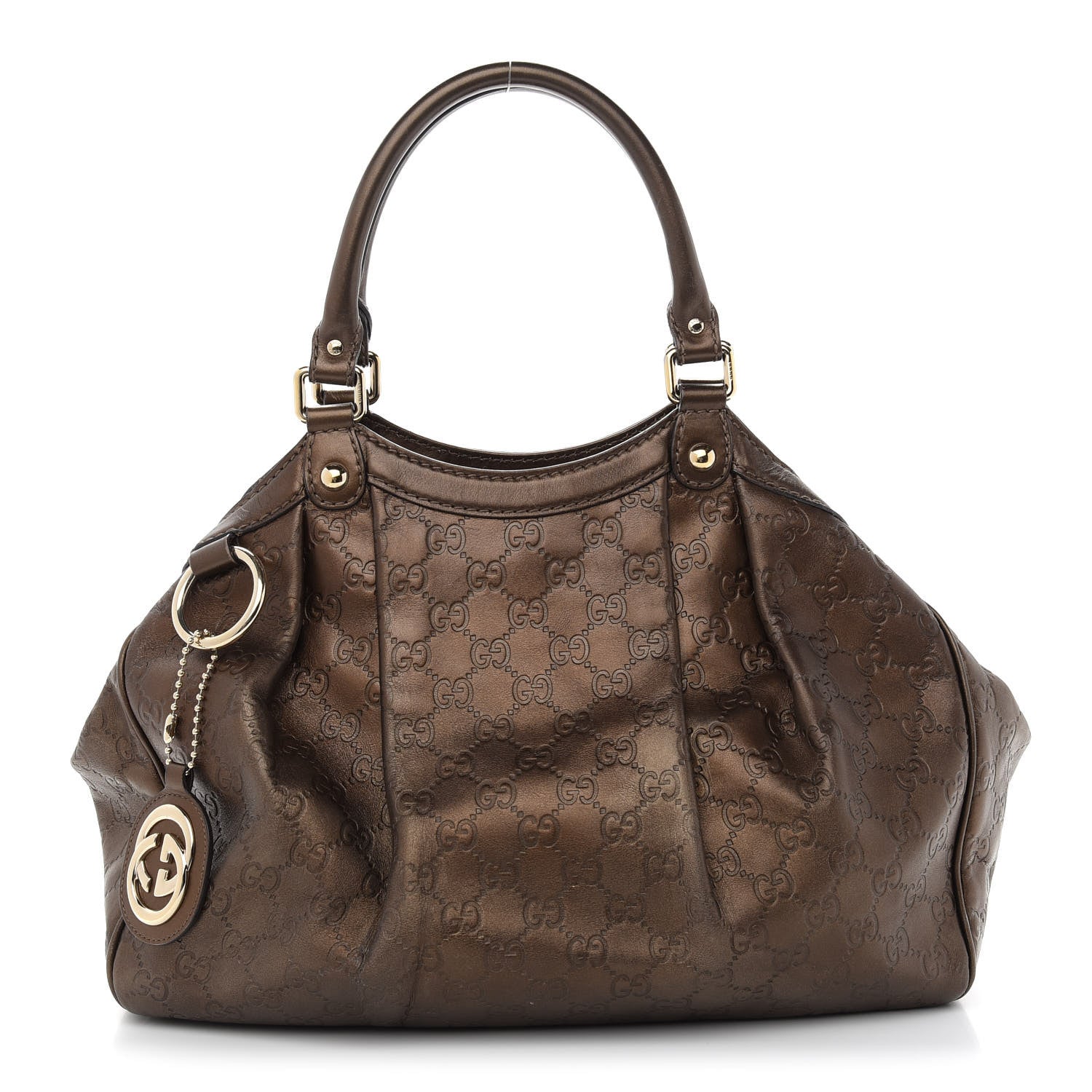 Gucci Metallic Guccissima Medium Sukey Tote Bronze 1 of 22