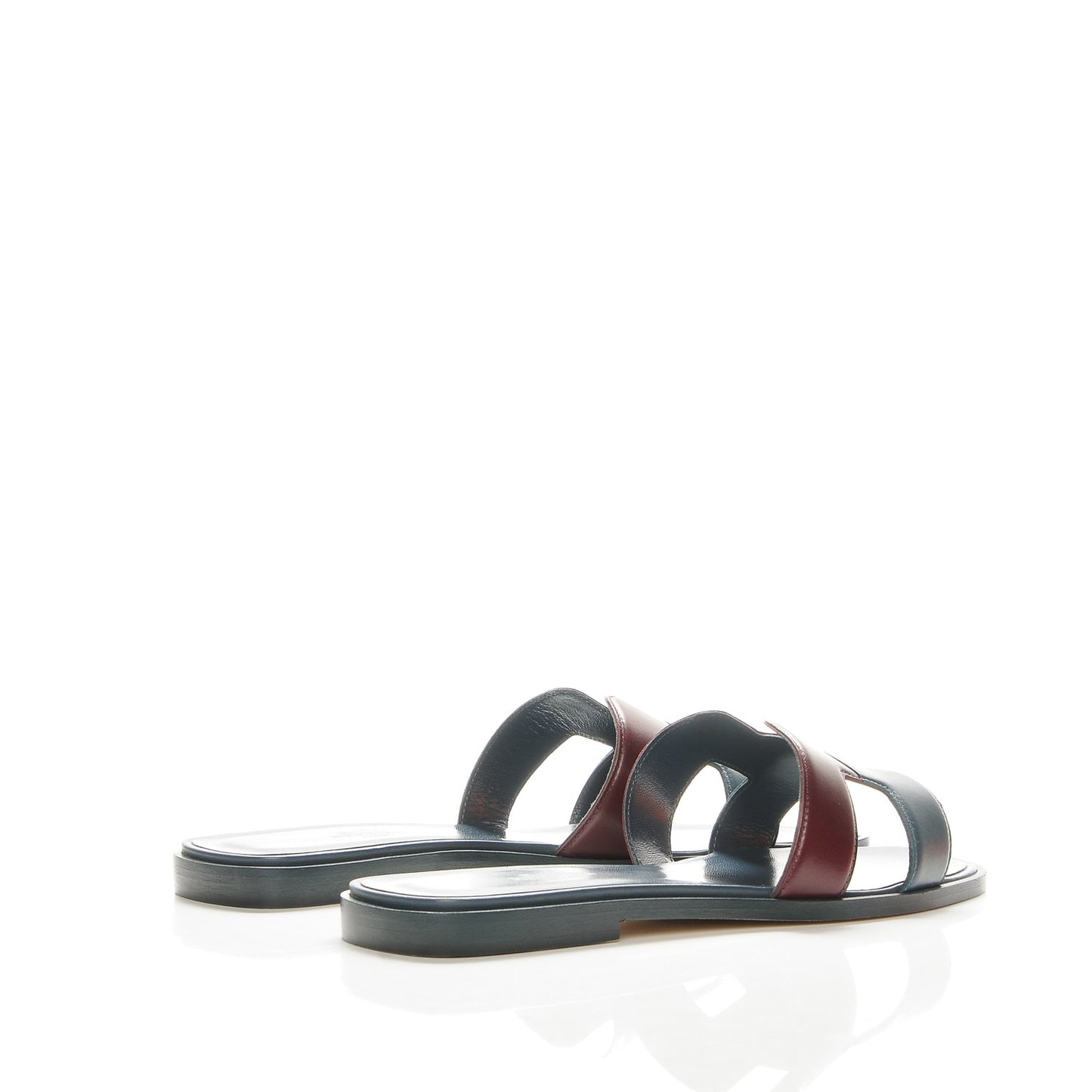 Box Calfskin Oran Sandals 38 Bleu Ardoise Bordeaux