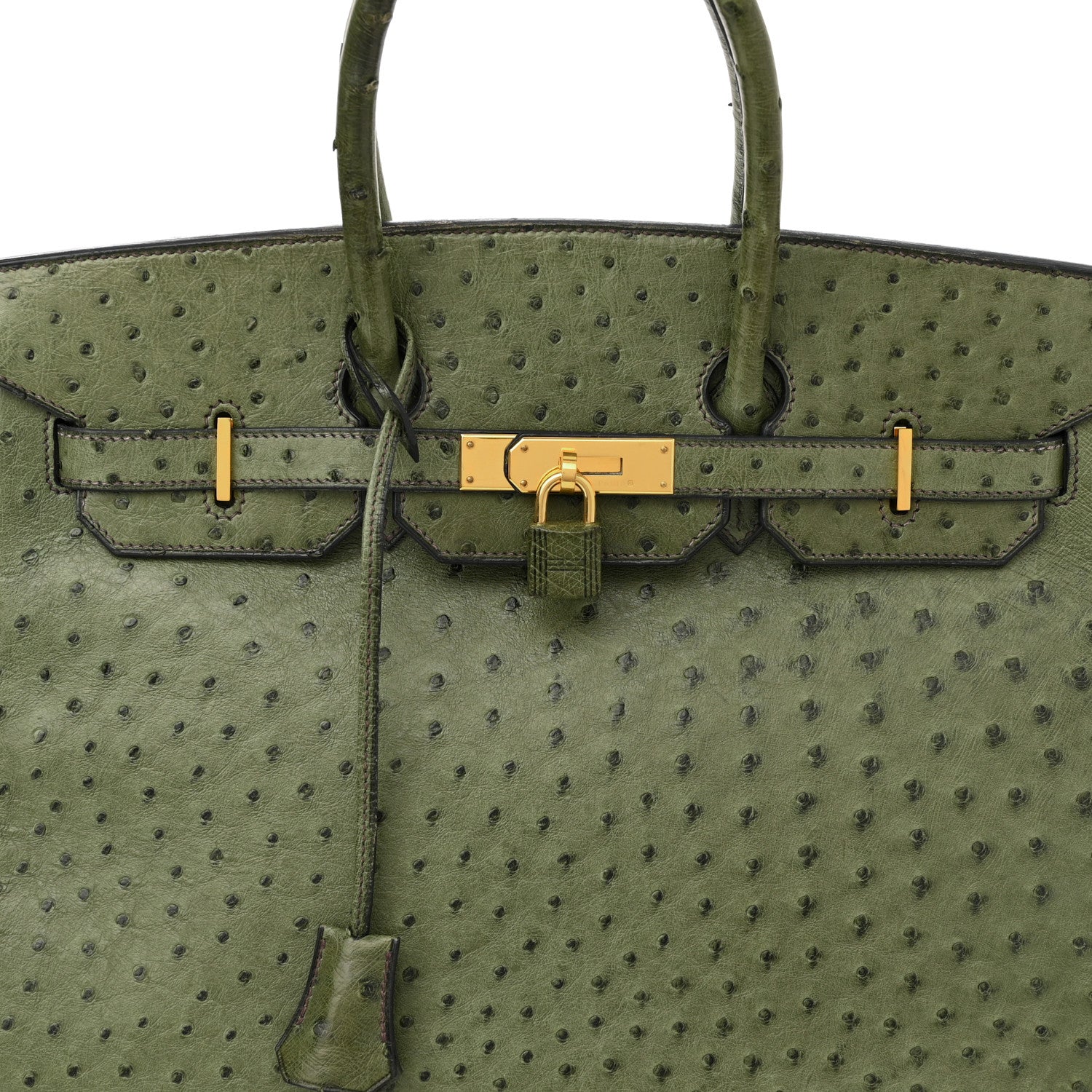 Hermes Ostrich Birkin 35 Vert Olive 8 of 23