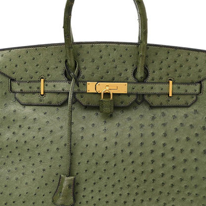 Hermes Ostrich Birkin 35 Vert Olive 8 of 23