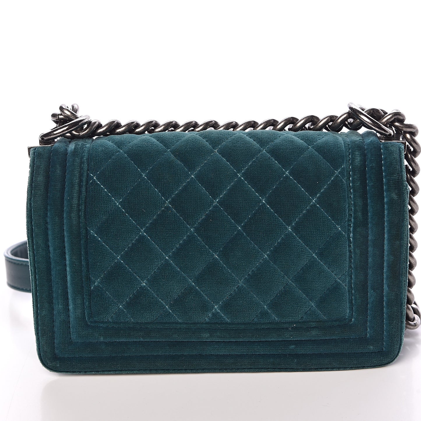 Velvet Quilted Small Boy Flap Turquoise