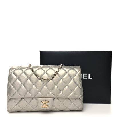 Chanel Iridescent Calfskin Quilted Clutch With Chain Flap Silver 11 of 11