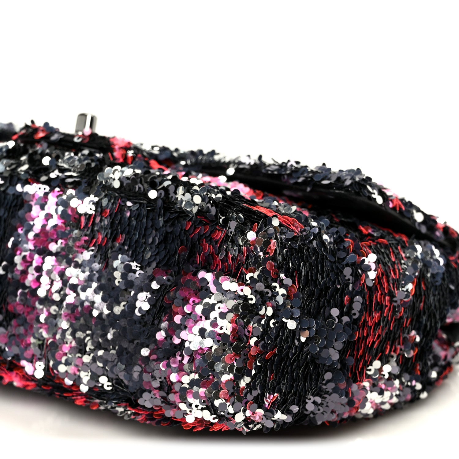 Chanel Sequin Logo Single Flap Pink Silver Black 11 of 11