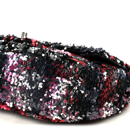 Chanel Sequin Logo Single Flap Pink Silver Black 11 of 11