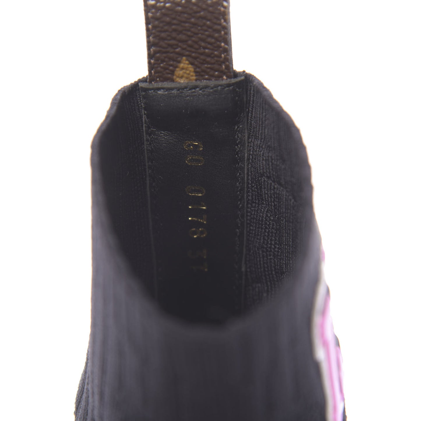 Stretch Fabric LV Black Heart Sock Sneaker 37 Black