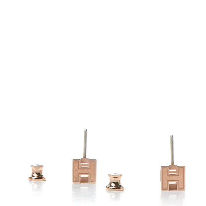 Hermes Rose Gold Plated Cage d'H Earrings White 3 of 6
