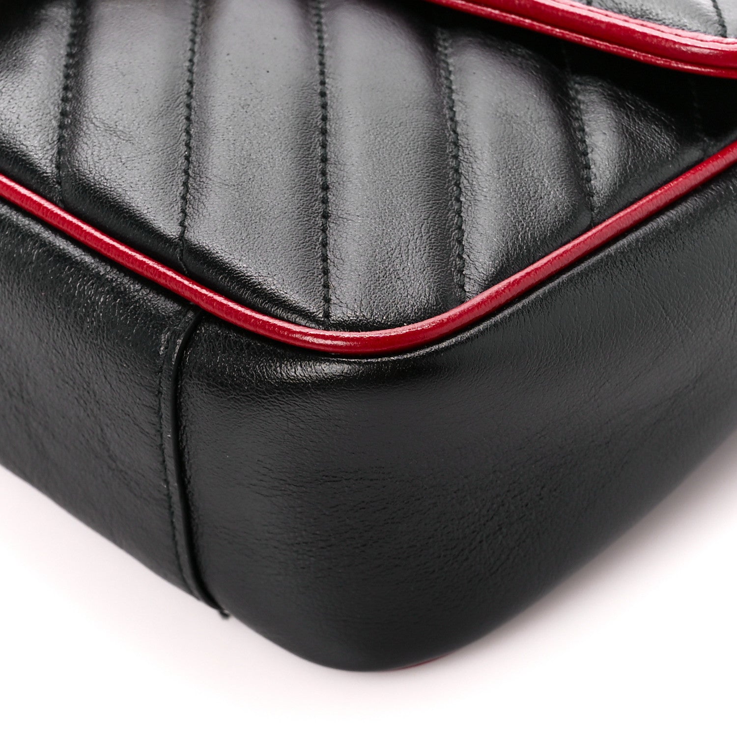 Gucci Vintage Effect Calfskin Matelasse Diagonal Small Torchon GG Marmont Shoulder Bag Black Romantic Cherry 11 of 12