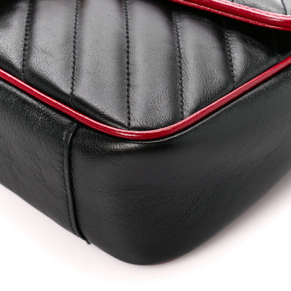 Gucci Vintage Effect Calfskin Matelasse Diagonal Small Torchon GG Marmont Shoulder Bag Black Romantic Cherry 11 of 12