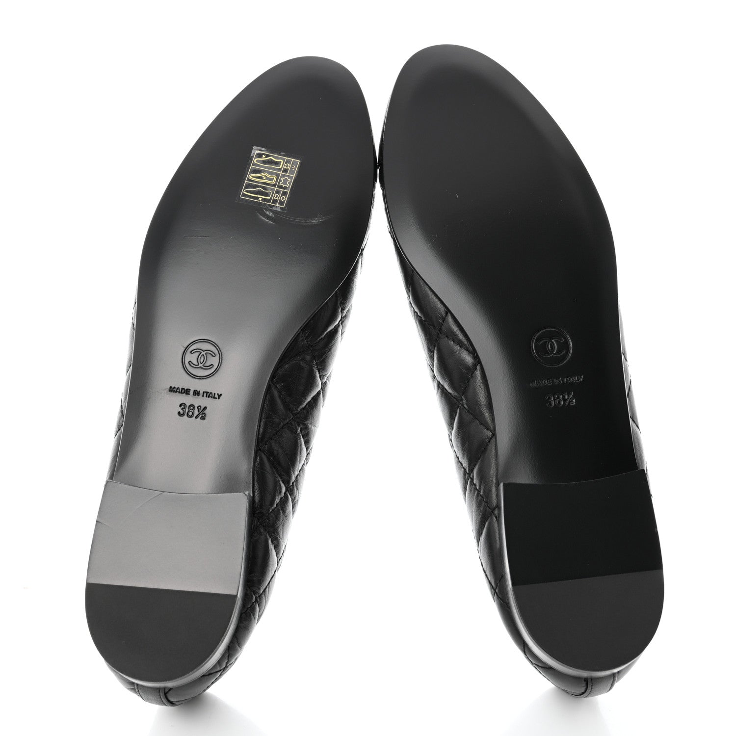 Chanel Aged Calfskin Quilted CC Cap Toe Ballerina Flats 38.5 Black 5 of 9