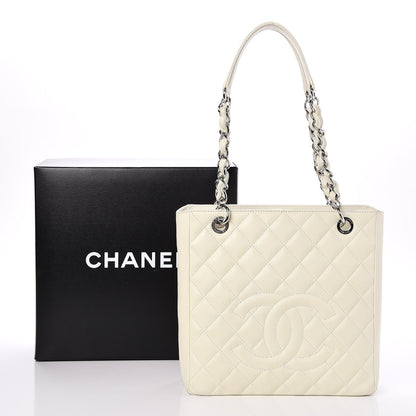 Chanel Caviar Quilted Petit Shopping Tote PST White 8 of 8
