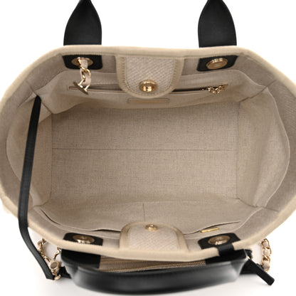 Chanel Mixed Fibers Small Deauville Tote Beige Black 6 of 11