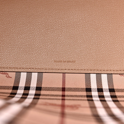 Burberry Grainy Calfskin Haymarket Check Medium Reversible Tote Mid Camel 8 of 17