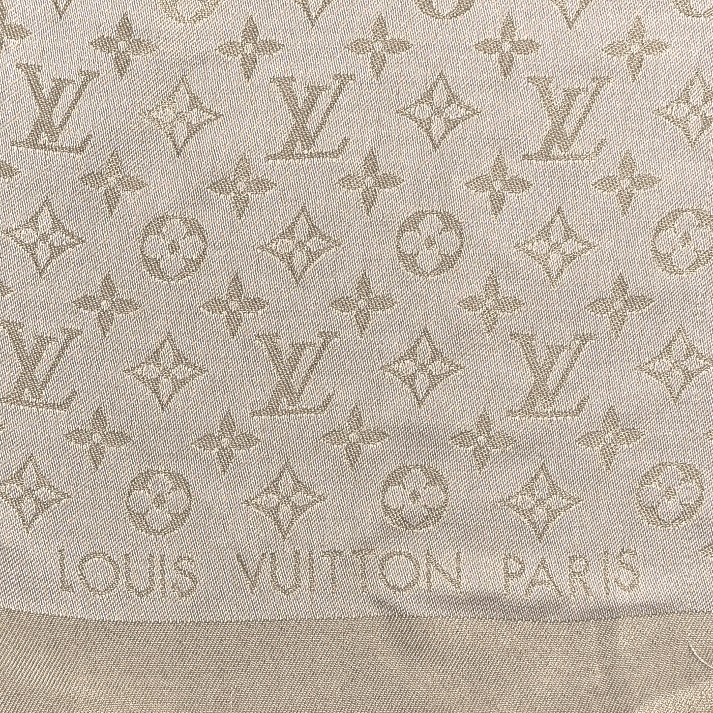 Louis Vuitton Silk Lurex Wool Monogram Shine Shawl Greige 2 of 3