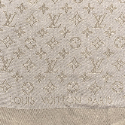Louis Vuitton Silk Lurex Wool Monogram Shine Shawl Greige 2 of 3