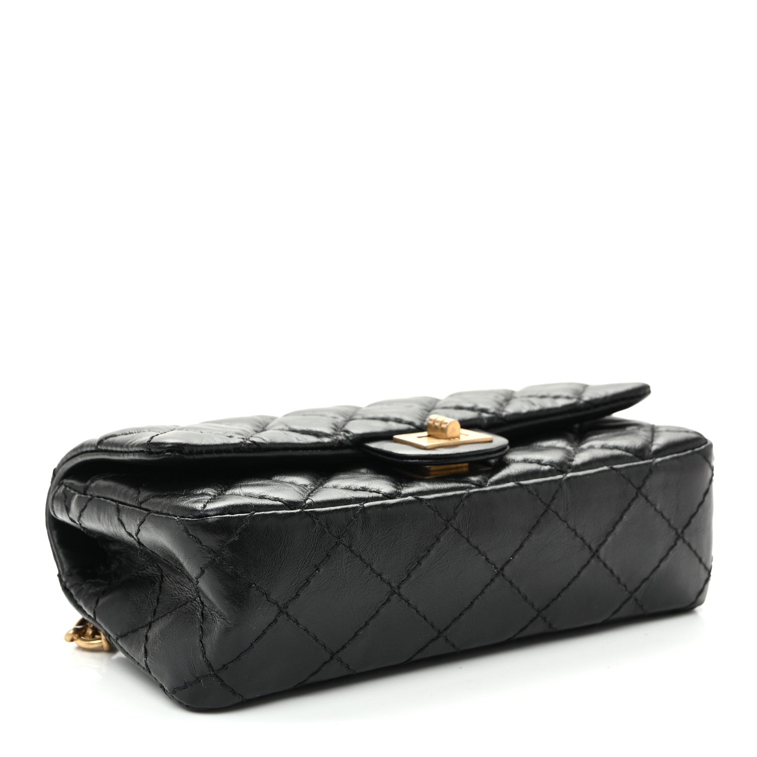 Chanel Aged Calfskin Quilted 2.55 Reissue Flap Belt Bag Clutch Black 4 of 10