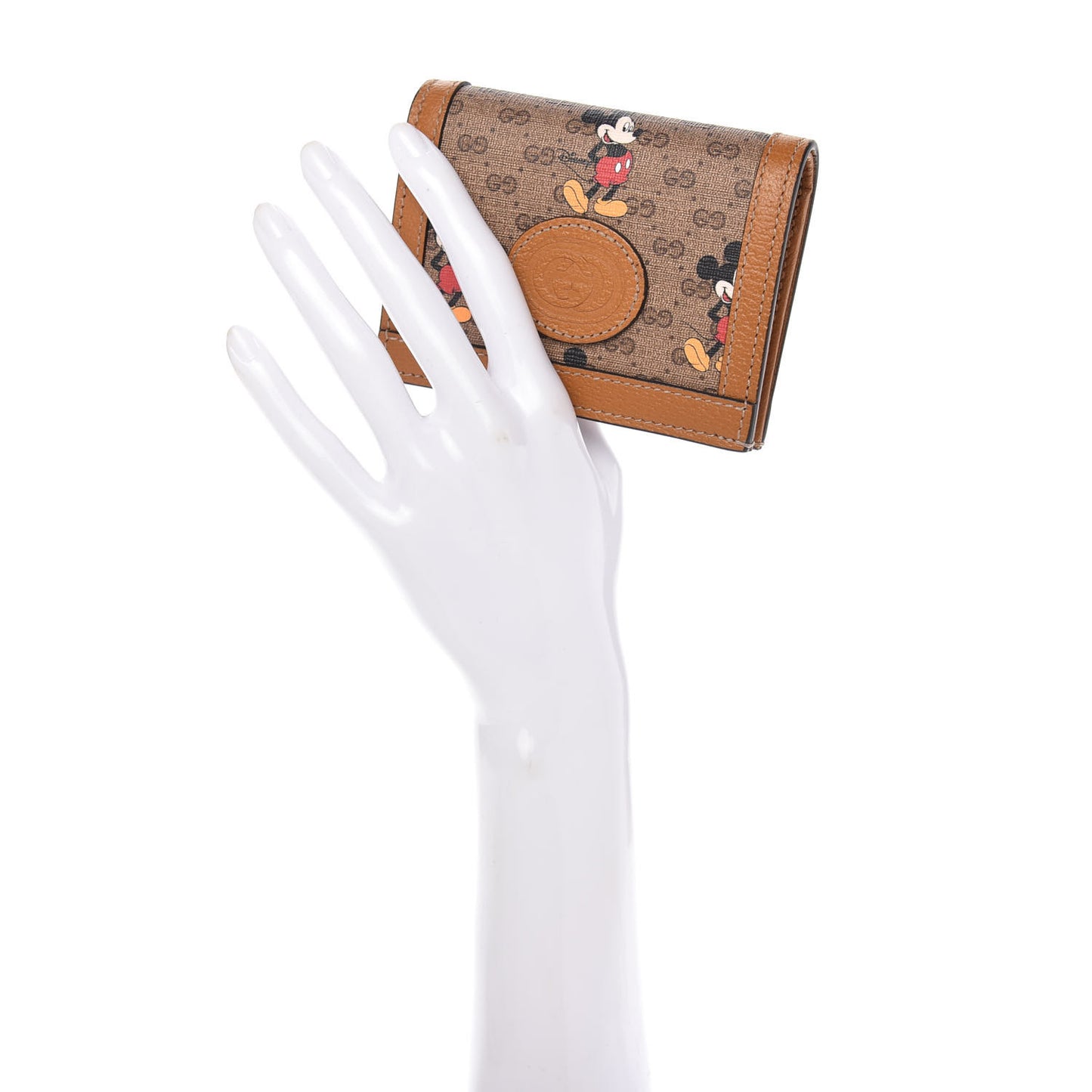 X DISNEY Mini Vintage GG Supreme Monogram Mickey Mouse Card Holder Wallet Beige Vintage Sun Oil