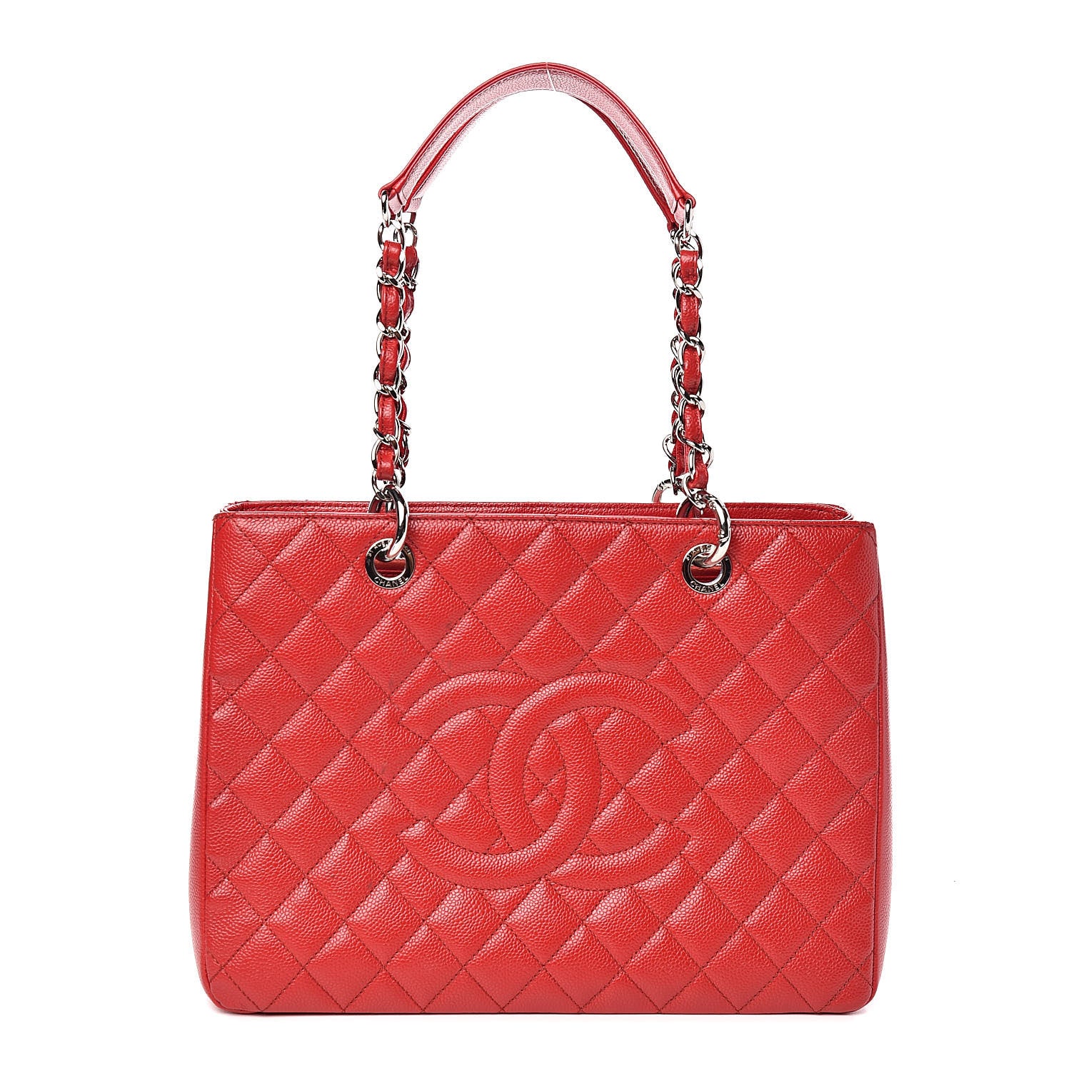 Chanel Caviar Quilted Grand Shopping Tote GST Red 1 of 16