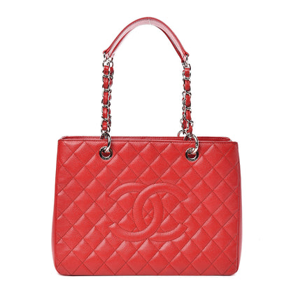 Chanel Caviar Quilted Grand Shopping Tote GST Red 1 of 16